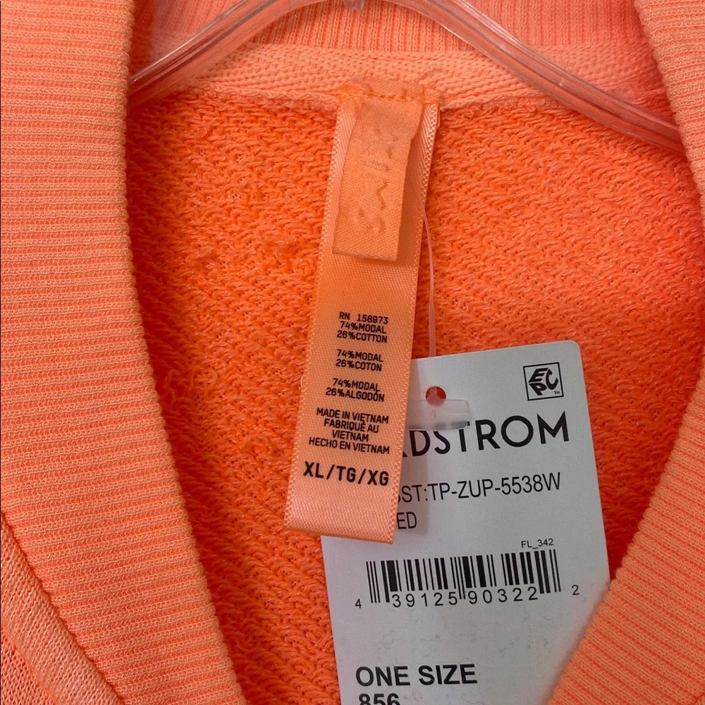 Skims neon orange terry zip sweater - Picture 3 of 4